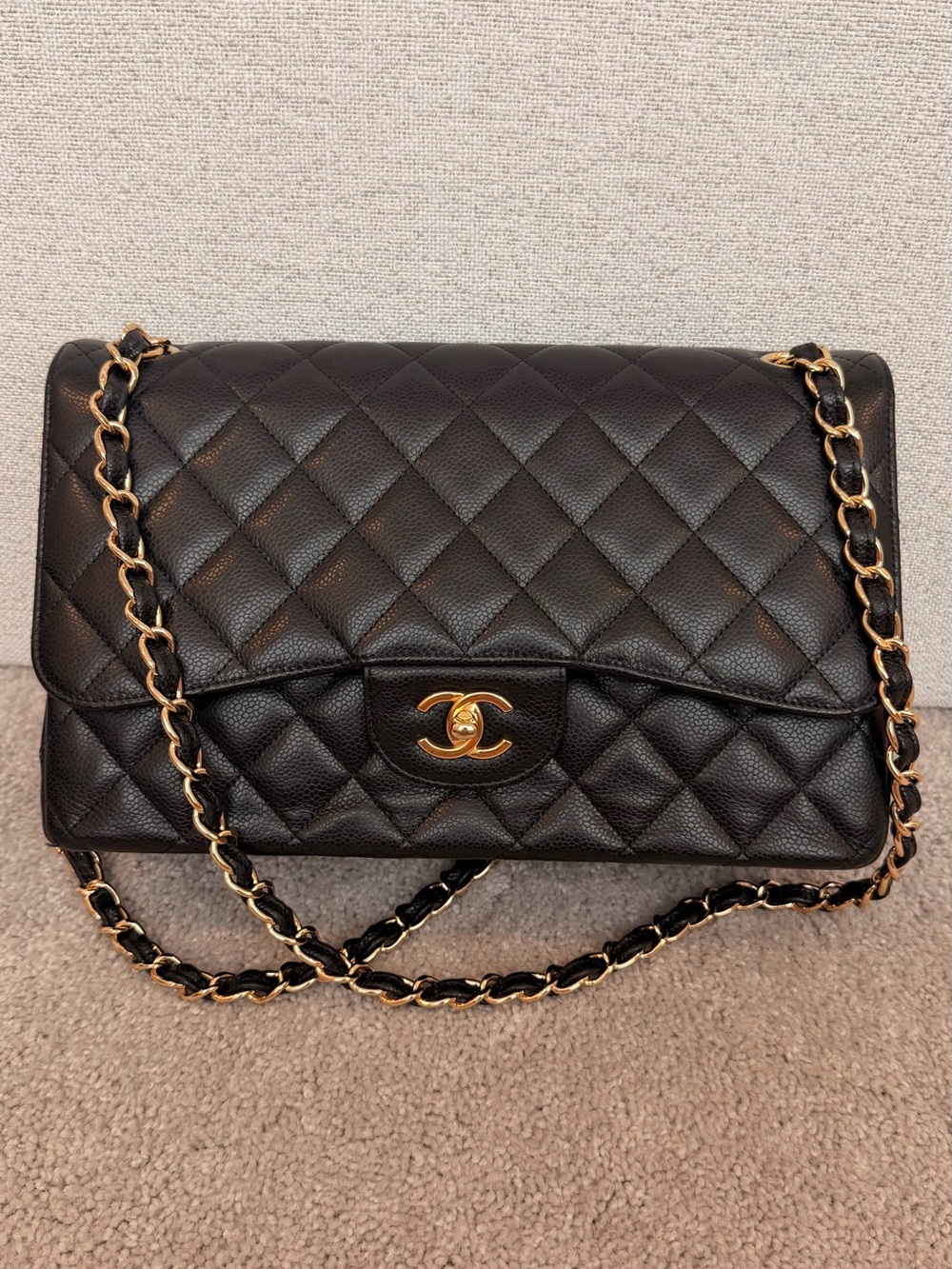 CHANEL Black Quilted Shoulder Bag with Gold Hardware